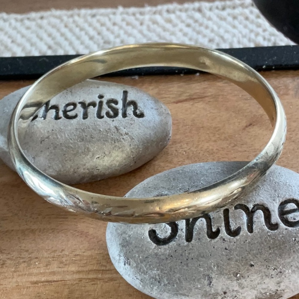 Burkhardt Sterling Silver Bangle Floral Engraved Vintage - Picture 2 of 6